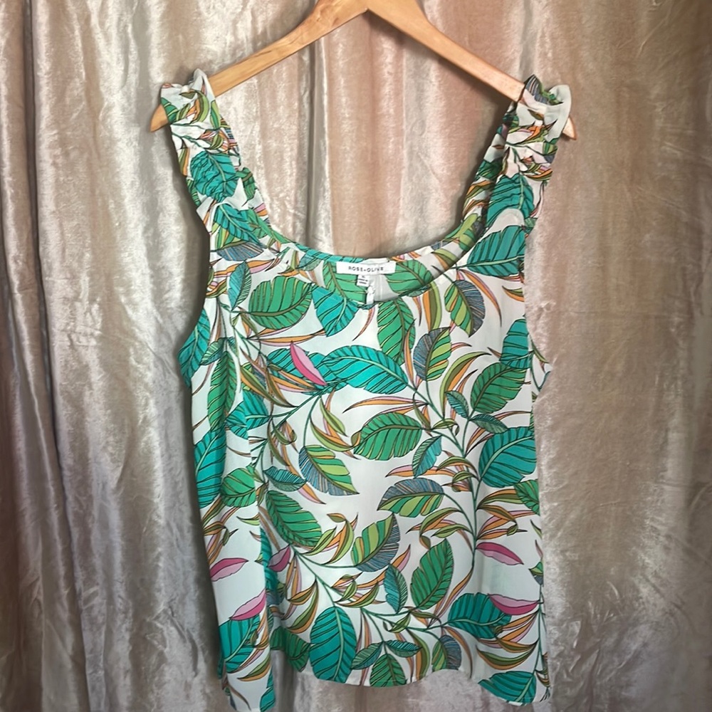 New Rose+Olive Sleeveless Blouse, XL